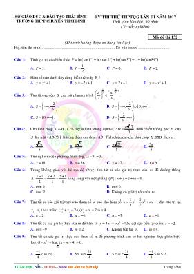 Đề thi thử THPT QG lần III môn Toán
